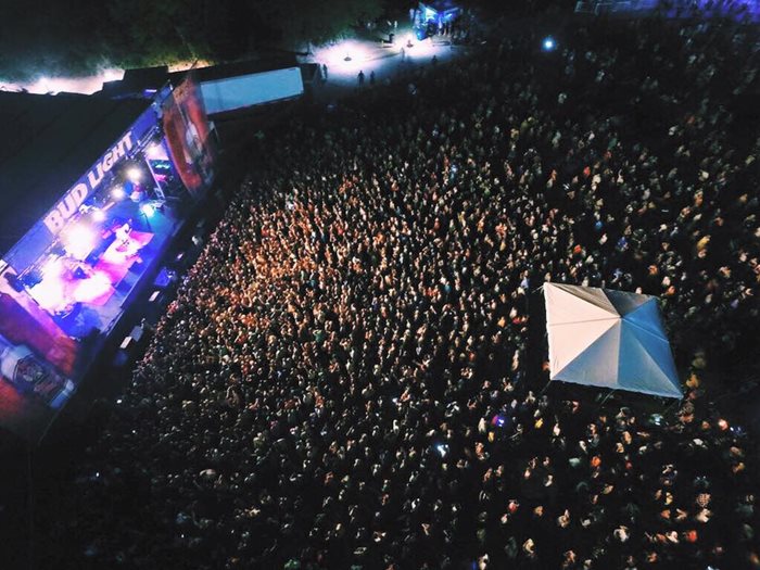 Sky view of concert at Riverfront Park